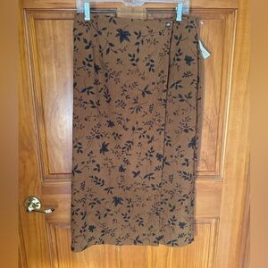 NWT Talbot's Petite Long Wrap Skirt Butterscotch Brown Stretch, Size 14